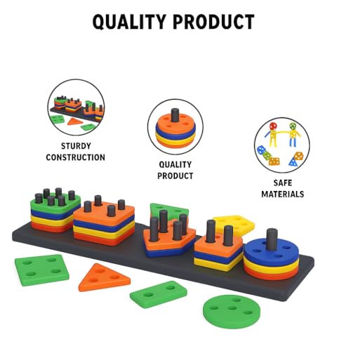 Montessori Shape Sorter & Stacking Toys for Toddlers Ð Color Recognition Geometric Blocks, Sorting Puzzle Set, Educational Motor Skill Activity Toy for Ages 1Ð5