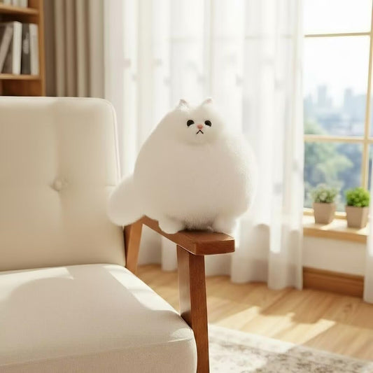 Giant Fluffy Persian Cat Plush Ð Ultra-Soft White Round Kitty Stuffed Animal Pillow Toy for Kids and Adults