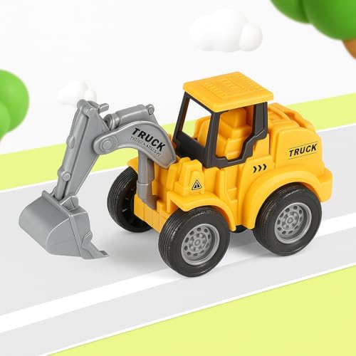 Push & Go Construction Truck Set Ð Friction Powered Bulldozer and Excavator Toy Vehicles with Moving Arms for Toddlers (Set of 2)
