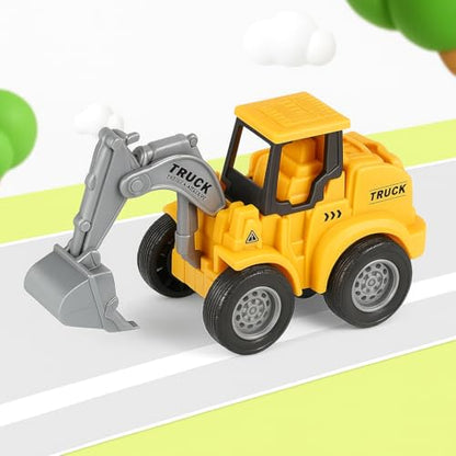 Push & Go Construction Truck Set Ð Friction Powered Bulldozer and Excavator Toy Vehicles with Moving Arms for Toddlers (Set of 2)