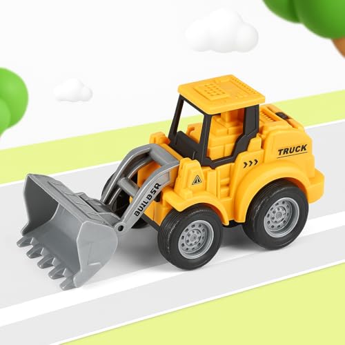 Push & Go Construction Truck Set Ð Friction Powered Bulldozer and Excavator Toy Vehicles with Moving Arms for Toddlers (Set of 2)