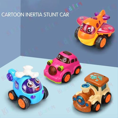 Unbreakable Push and Go Friction Vehicle Set Ð Cars, Train, Plane and Helicopter Inertia Toys for Kids and Toddlers 3+ Years (Set of 4)