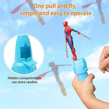 Spider Flying Toy with Launcher Pull String Launch Mechanism Indoor Outdoor Play for Ages 3+