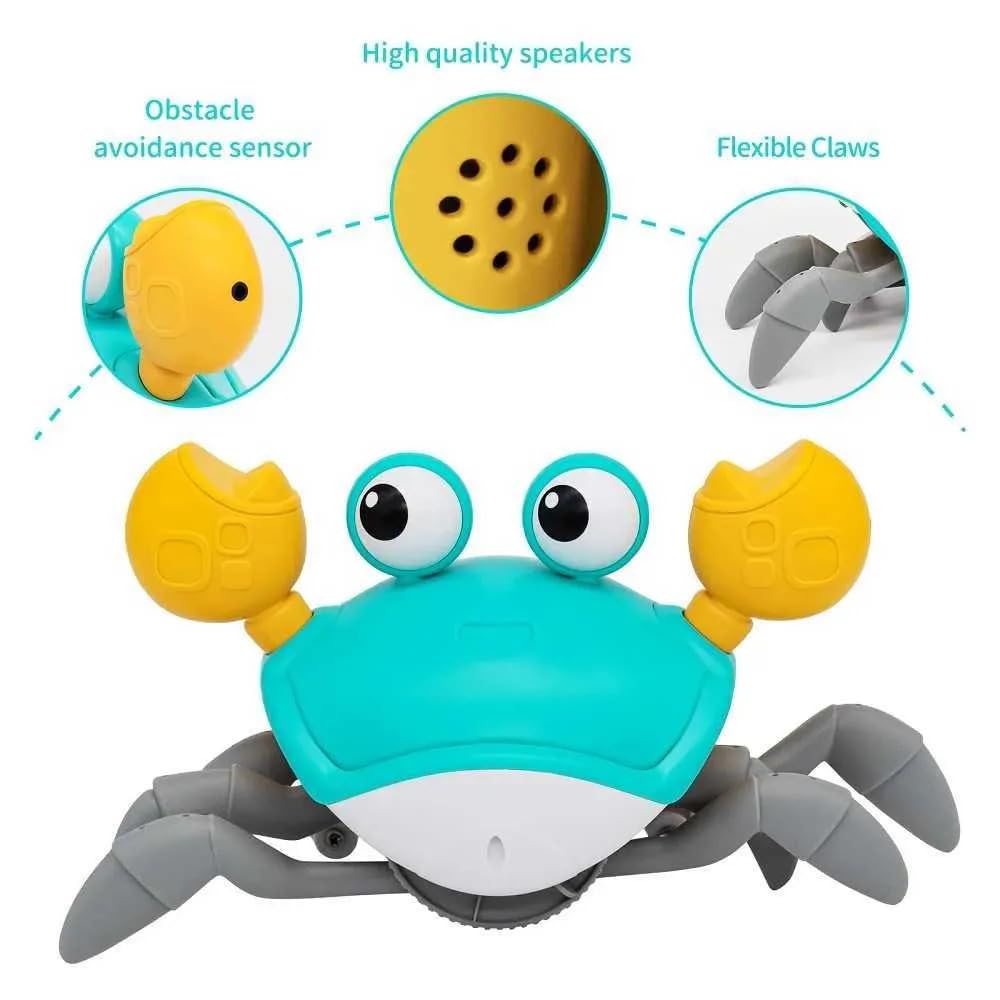 Rechargeable Crawling Crab Toy Ð Interactive Musical Dancing Electric Walking Crab for Babies and Toddlers 12+ Months (Multicolor)