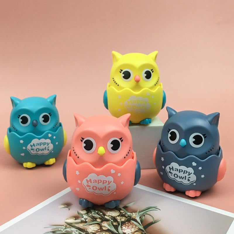 Press and Go Owl Car Toy Ð Fun Push Animal Toy for Toddlers, Safe and Non-Toxic (Random Colour, 1 Pc)