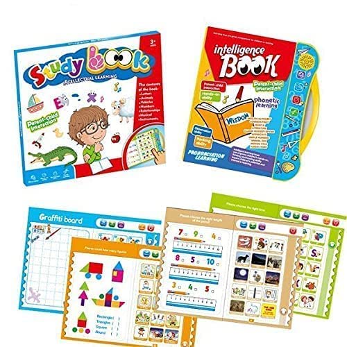 Intelligence Sound Learning Book for Children – English Letters, Words, Numbers & Shapes Educational Activity Toy for Toddlers