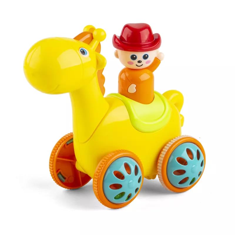 Small Press and Go Horse Toy Ð Realistic Push Animal Toy for Kids Ages 1Ð6, Safe and Non-Toxic for Indoor and Outdoor Play (Multicolour)