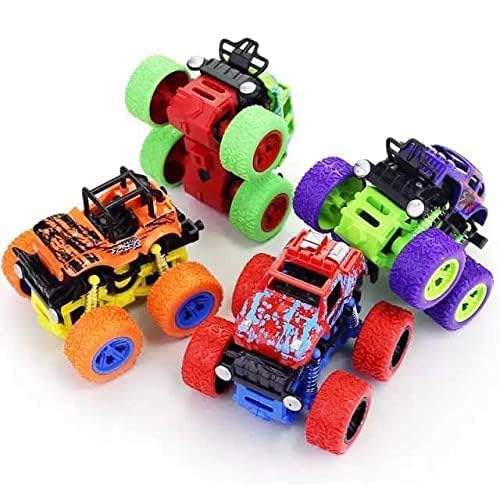 4x4 Mini Monster Truck Toy Set Ð Pack of 4 Friction Powered Push and Go Off-Road Vehicles with 360¡ Drift Stunts for Kids Ages 2Ð8 (Colors May Vary)