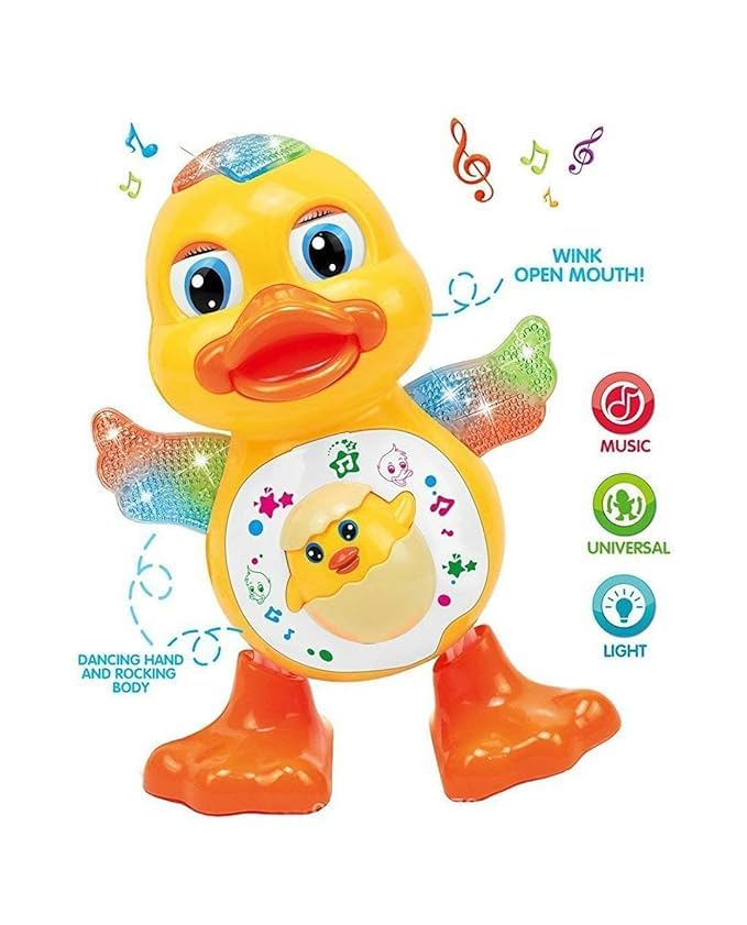 Musical Dancing Duck Toy Ð Light-Up Interactive Toy with Music and Movement for Babies and Toddlers (Yellow)