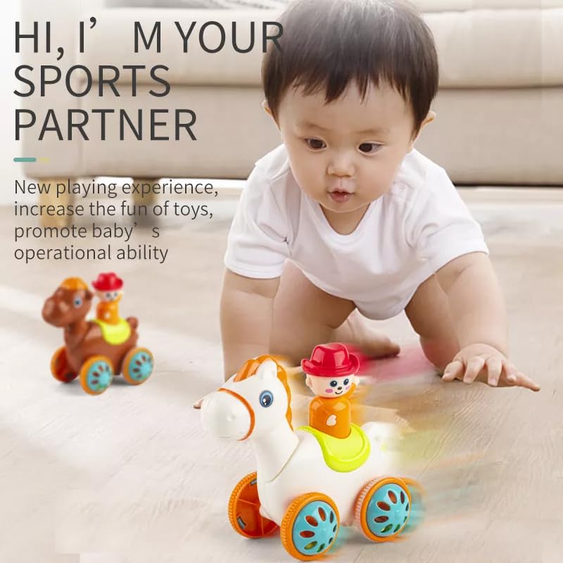 Small Press and Go Horse Toy Ð Realistic Push Animal Toy for Kids Ages 1Ð6, Safe and Non-Toxic for Indoor and Outdoor Play (Multicolour)