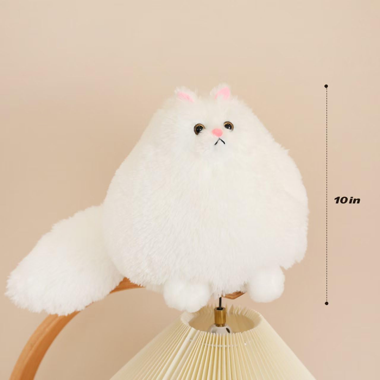 Giant Fluffy Persian Cat Plush Ð Ultra-Soft White Round Kitty Stuffed Animal Pillow Toy for Kids and Adults