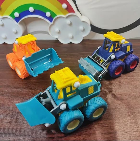 Set of 3 Push & Go Construction Vehicles Ð Unbreakable Friction Powered Toy Cars for Babies and Toddlers 1+ Years (Multicolor)