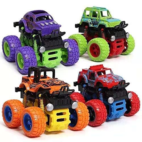 4x4 Mini Monster Truck Toy Set Ð Pack of 4 Friction Powered Push and Go Off-Road Vehicles with 360¡ Drift Stunts for Kids Ages 2Ð8 (Colors May Vary)
