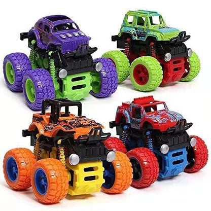 4x4 Mini Monster Truck Toy Set Ð Pack of 4 Friction Powered Push and Go Off-Road Vehicles with 360¡ Drift Stunts for Kids Ages 2Ð8 (Colors May Vary)