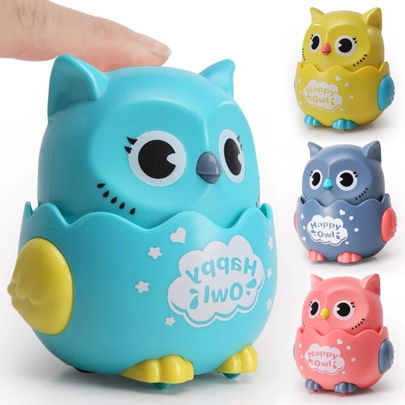 Press and Go Owl Car Toy Ð Fun Push Animal Toy for Toddlers, Safe and Non-Toxic (Random Colour, 1 Pc)