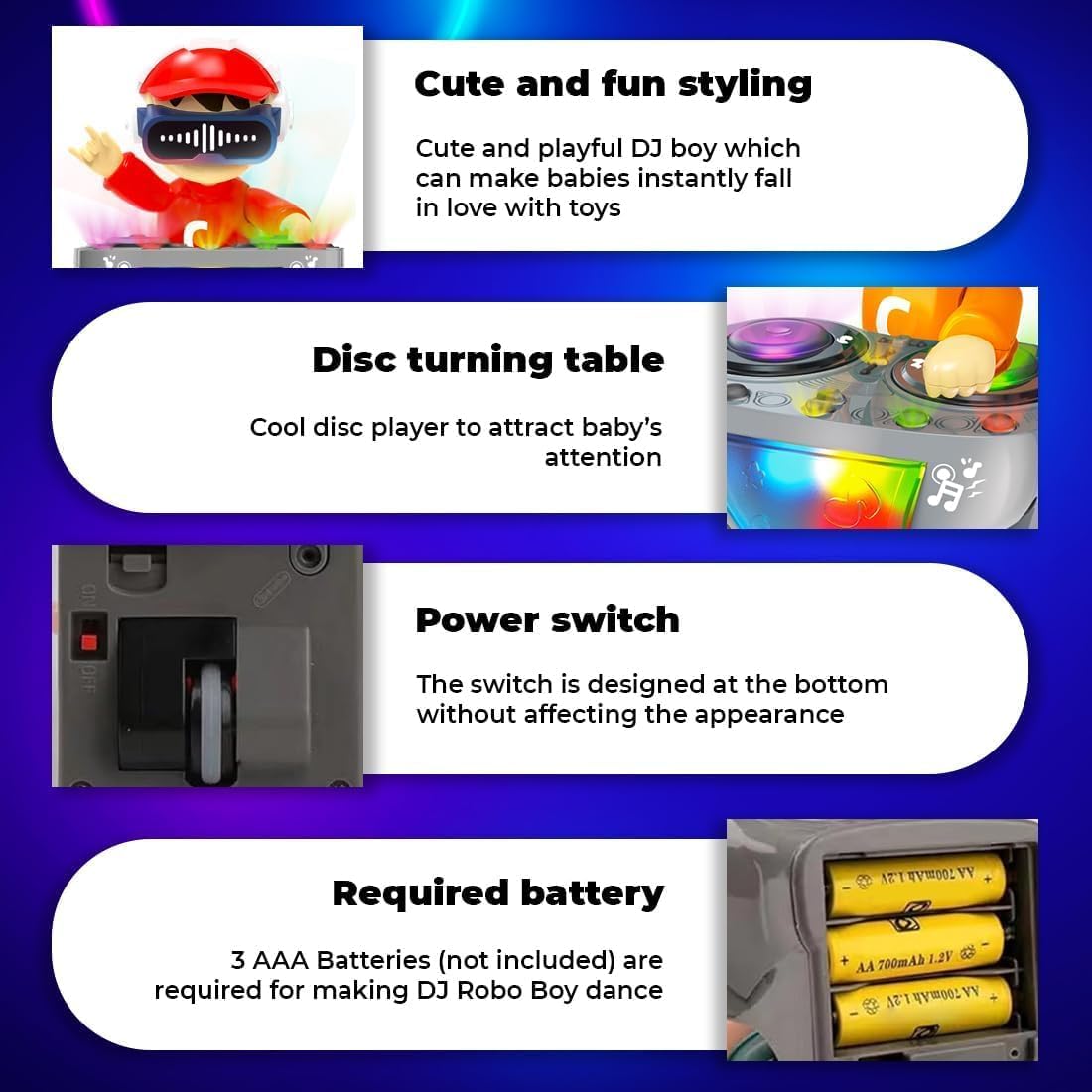 DJ Dancing Musical Robot Toy Ð Battery Operated Bump and Go Action with Sound, Music and LED Lights for Toddlers (Multicolor)