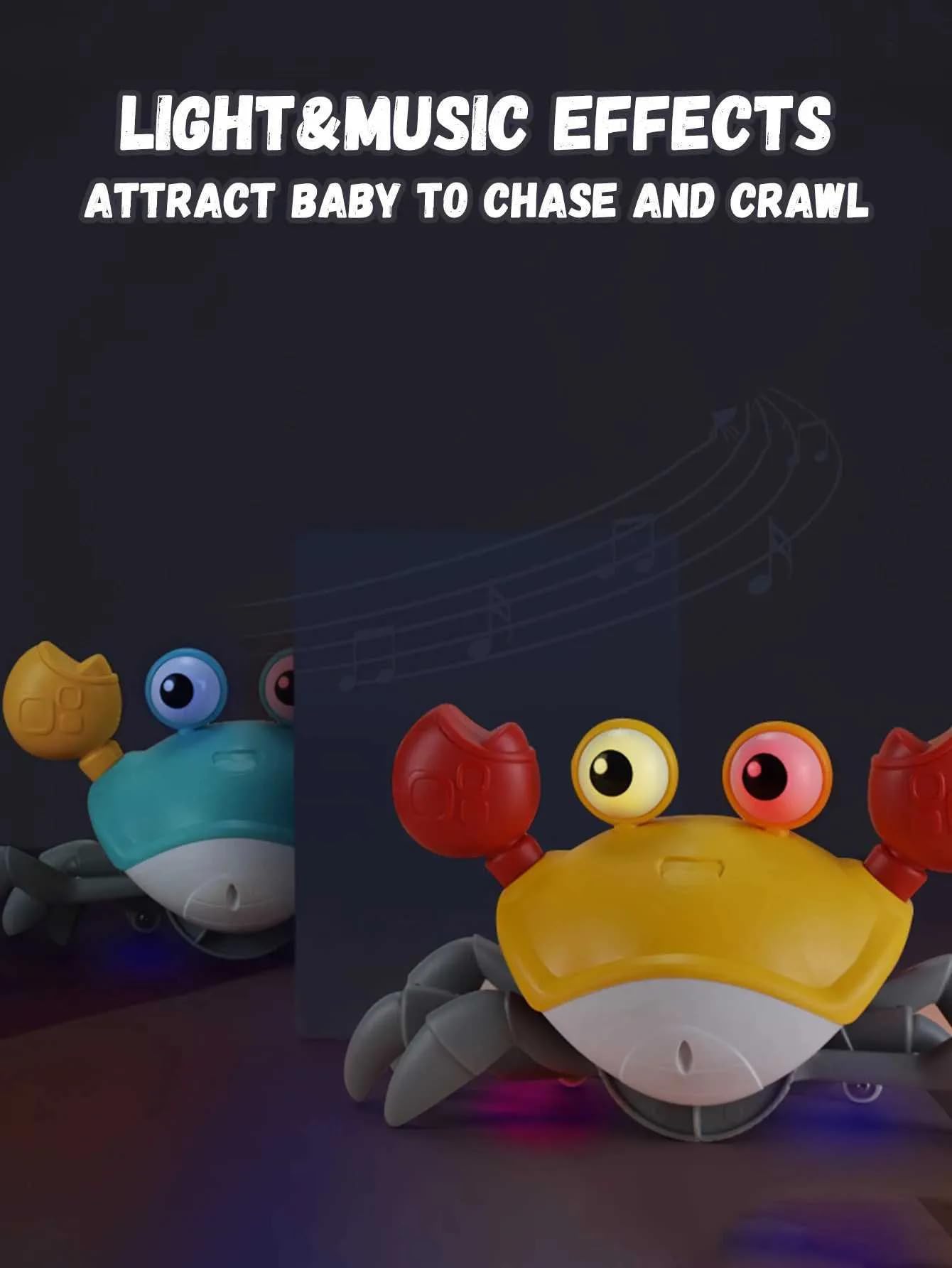 Rechargeable Crawling Crab Toy Ð Interactive Musical Dancing Electric Walking Crab for Babies and Toddlers 12+ Months (Multicolor)