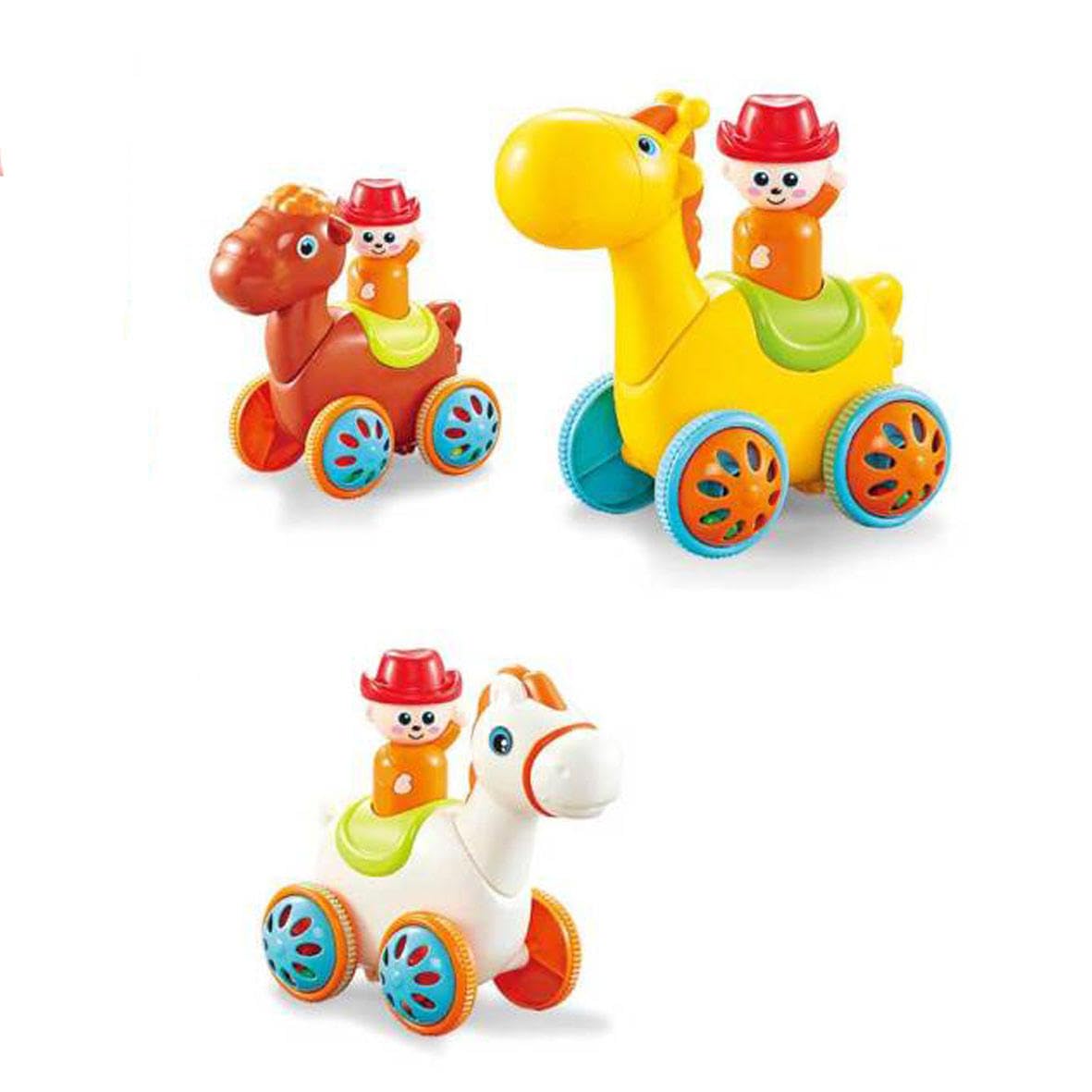 Small Press and Go Horse Toy Ð Realistic Push Animal Toy for Kids Ages 1Ð6, Safe and Non-Toxic for Indoor and Outdoor Play (Multicolour)