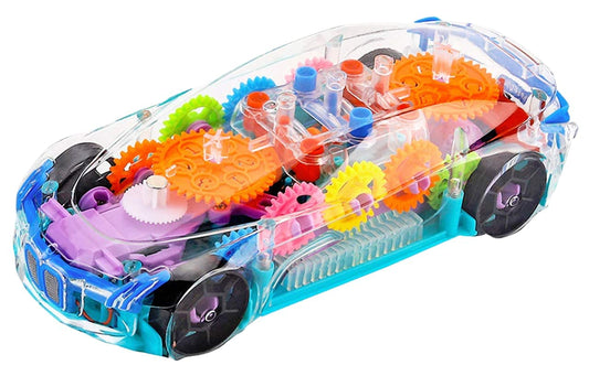 3D Transparent Gear Concept Car Toy Ð Bump and Go Sensory Car with Colorful Moving Gears, Lights and Musical Sound Effects for Kids (Multicolor)