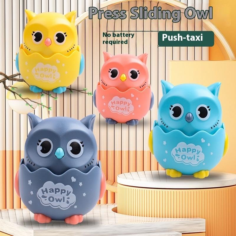 Press and Go Owl Car Toy Ð Fun Push Animal Toy for Toddlers, Safe and Non-Toxic (Random Colour, 1 Pc)