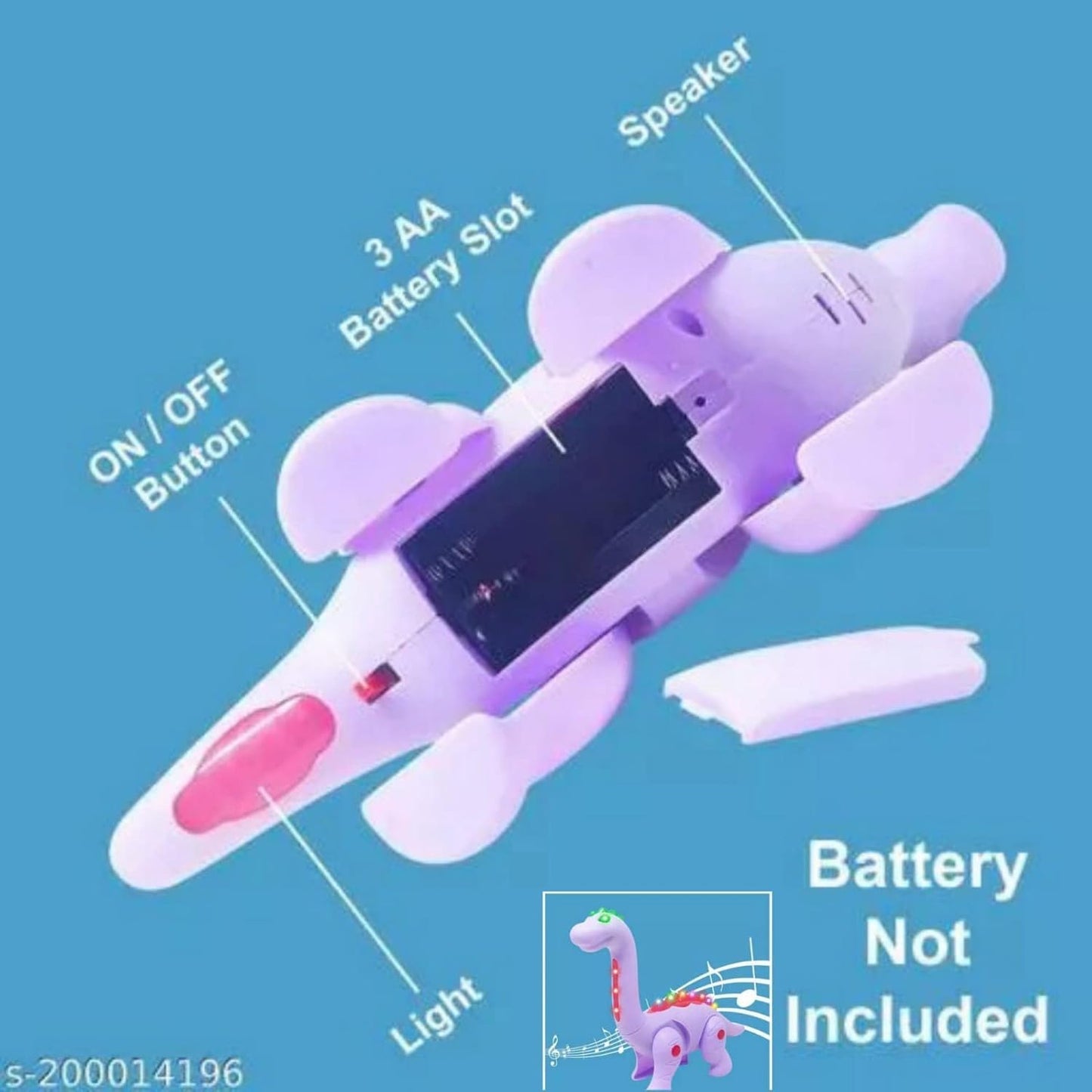 Battery Operated Walking Dinosaur Toy Ð Musical Electronic Pet Dino with Realistic Roars and LED Lights for Kids