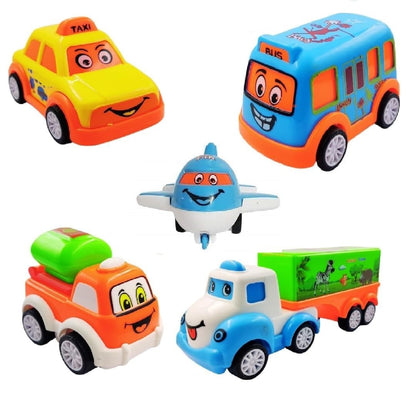 Smart Unbreakable Pull Back Vehicles Ð Push and Go Friction Car Toy Set for Kids Ages 3+ (Pack of 5, Assorted)