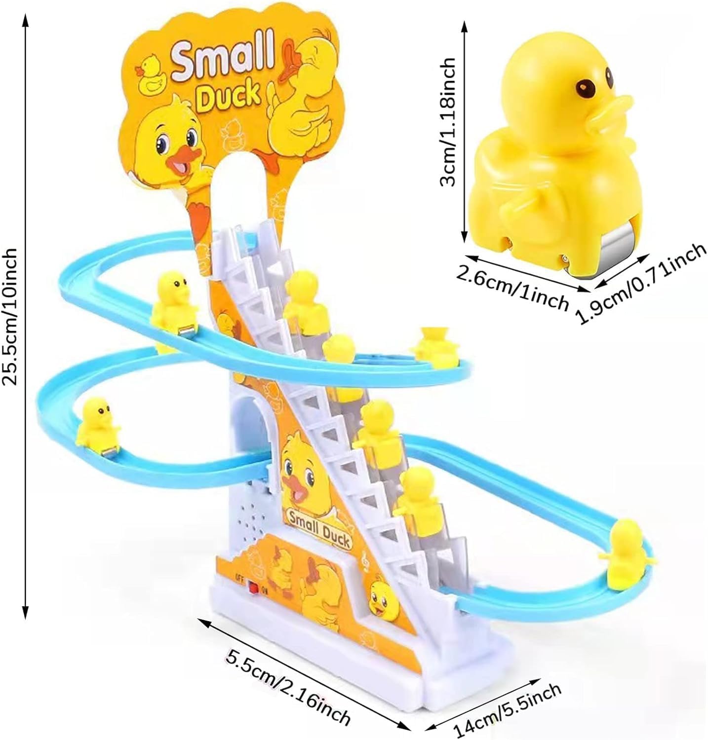Ducks Slide Music Fun Toy Ð Duck Climbing Stair Race Game with Lights and Music, Escalator Slide Toy Set with 3 Ducks (Multicolor)