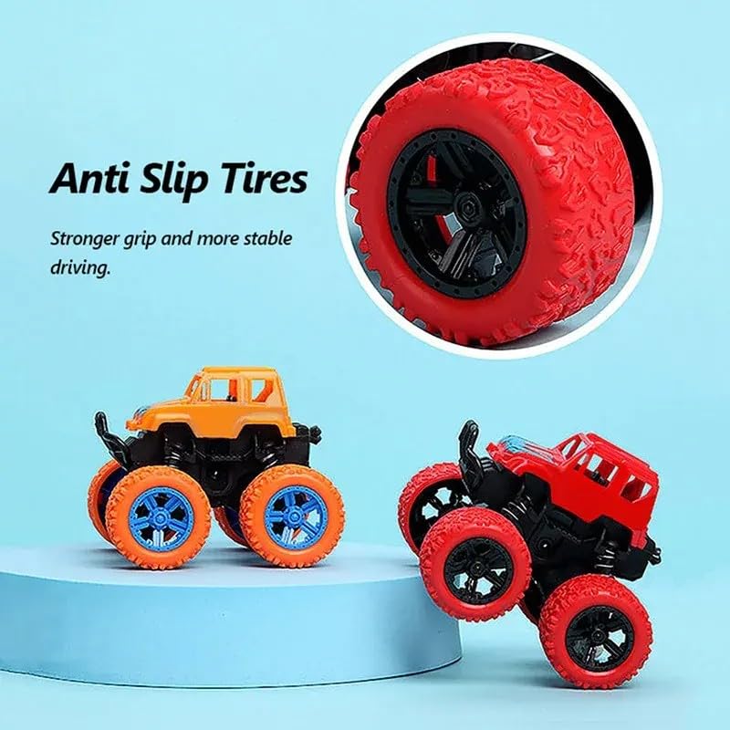 4x4 Mini Monster Truck Toy Set Ð Pack of 4 Friction Powered Push and Go Off-Road Vehicles with 360¡ Drift Stunts for Kids Ages 2Ð8 (Colors May Vary)