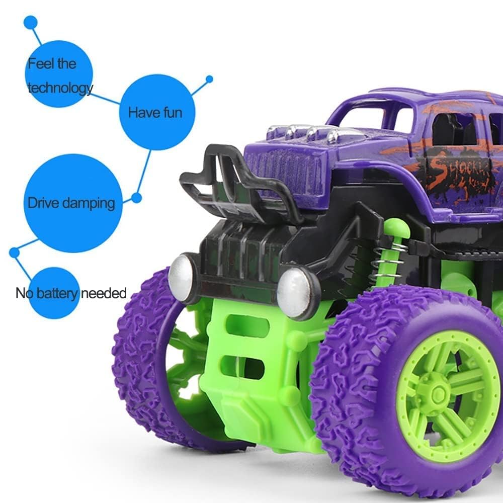 4x4 Mini Monster Truck Toy Set Ð Pack of 4 Friction Powered Push and Go Off-Road Vehicles with 360¡ Drift Stunts for Kids Ages 2Ð8 (Colors May Vary)