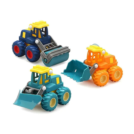 Set of 3 Push & Go Construction Vehicles Ð Unbreakable Friction Powered Toy Cars for Babies and Toddlers 1+ Years (Multicolor)
