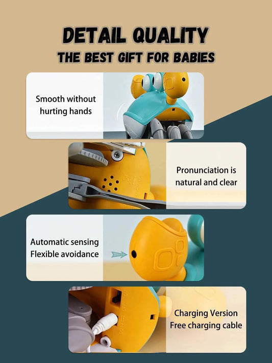 Rechargeable Crawling Crab Toy Ð Interactive Musical Dancing Electric Walking Crab for Babies and Toddlers 12+ Months (Multicolor)