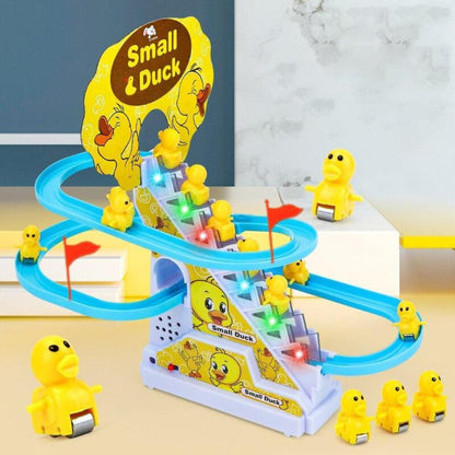 Ducks Slide Music Fun Toy Ð Duck Climbing Stair Race Game with Lights and Music, Escalator Slide Toy Set with 3 Ducks (Multicolor)