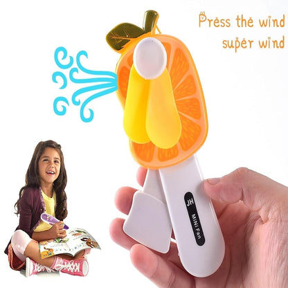 Kids Hand Pressure Mini Fan Ð Fruit Shaped Cute Squeeze Portable Summer Fan Toy for Children (Pack of 3, Multicolor)
