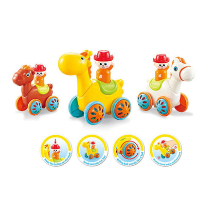 Small Press and Go Horse Toy Ð Realistic Push Animal Toy for Kids Ages 1Ð6, Safe and Non-Toxic for Indoor and Outdoor Play (Multicolour)