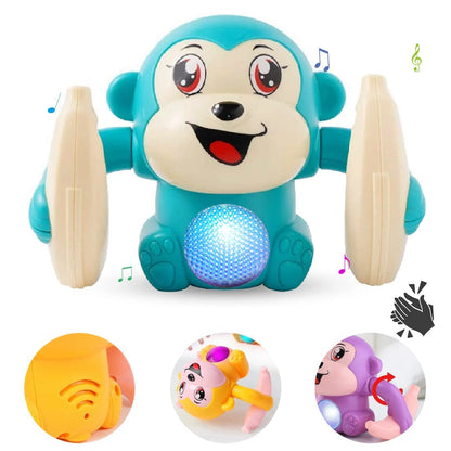 Dancing Monkey Musical Toy Ð Voice Control Spinning and Rolling Interactive Doll with Lights, Music and Sensor Effects for Babies and Kids