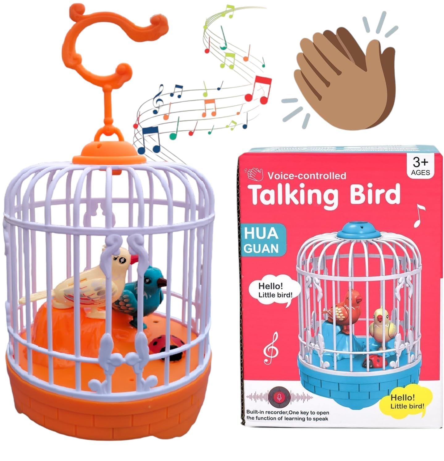 Talking Bird Toy for Kids Ð Interactive Repeat-What-You-Say Singing and Chirping Birdcage Toy (Multicolor)