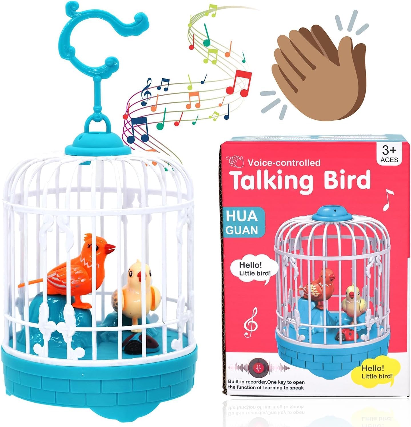 Talking Bird Toy for Kids Ð Interactive Repeat-What-You-Say Singing and Chirping Birdcage Toy (Multicolor)