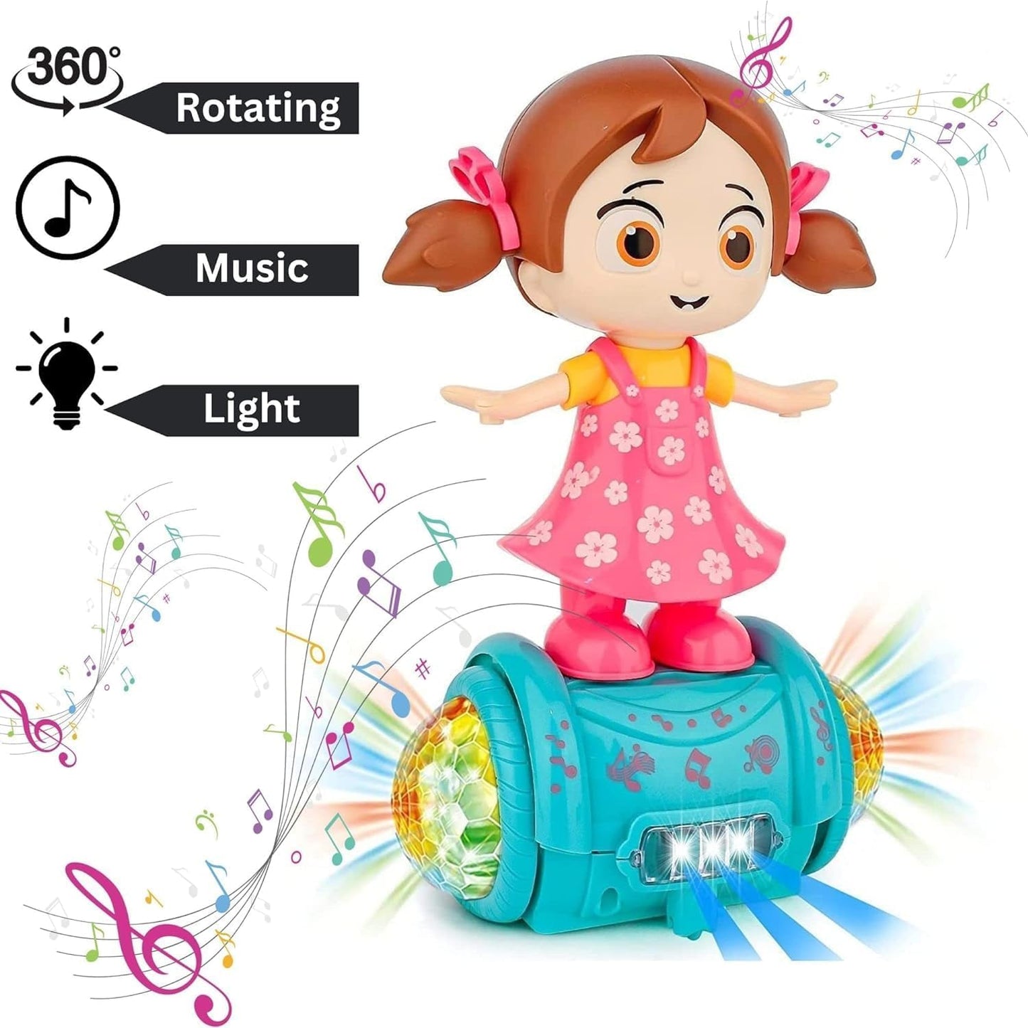 360¡ Dancing Girl Toy Ð Rotating Bump and Go Doll with Music and Lights for Toddlers (Batteries Not Included)