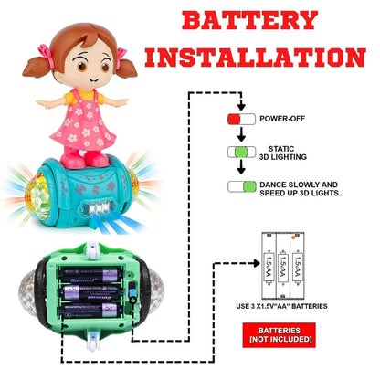 360¡ Dancing Girl Toy Ð Rotating Bump and Go Doll with Music and Lights for Toddlers (Batteries Not Included)