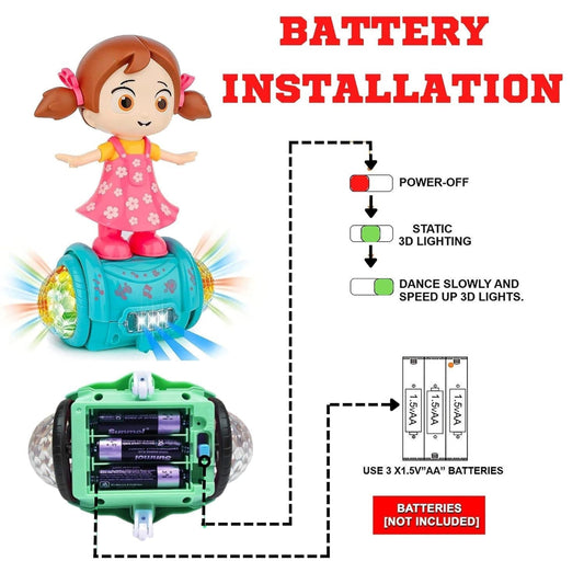 360¡ Dancing Girl Toy Ð Rotating Bump and Go Doll with Music and Lights for Toddlers (Batteries Not Included)