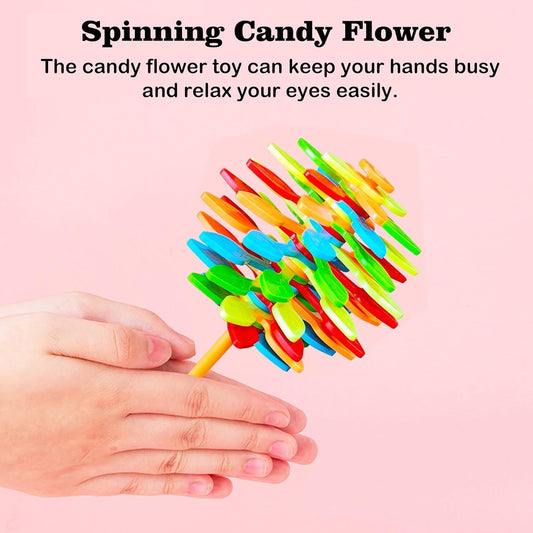 Spinning Candy Flower Toy Ð Lollipop Shaped Rotating Hand Spinner Fidget Toy for Kids (Colors May Vary)