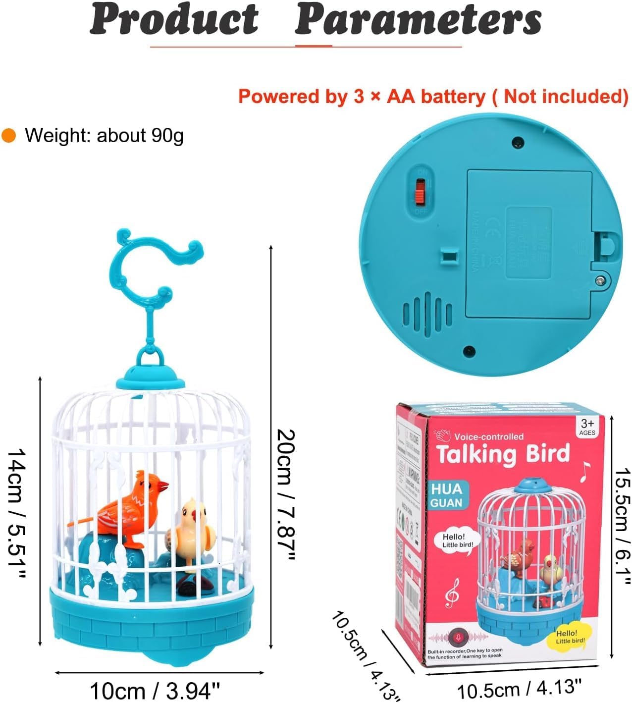 Talking Bird Toy for Kids Ð Interactive Repeat-What-You-Say Singing and Chirping Birdcage Toy (Multicolor)