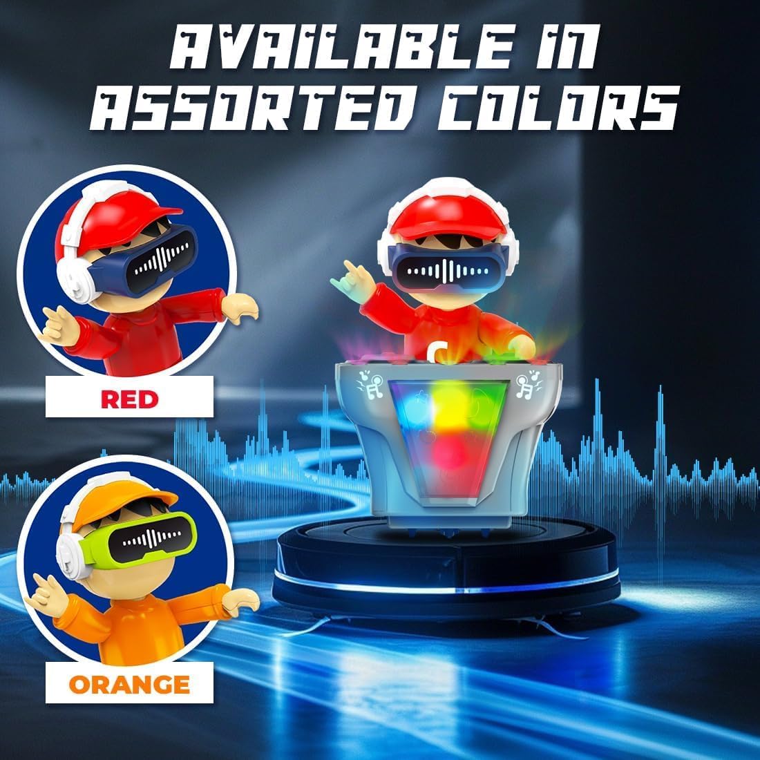 DJ Dancing Musical Robot Toy Ð Battery Operated Bump and Go Action with Sound, Music and LED Lights for Toddlers (Multicolor)