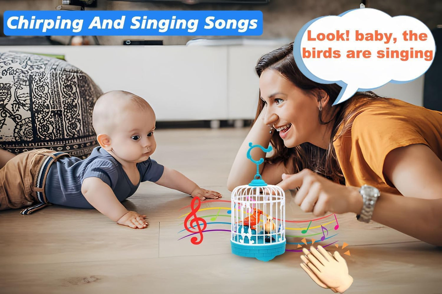 Talking Bird Toy for Kids Ð Interactive Repeat-What-You-Say Singing and Chirping Birdcage Toy (Multicolor)