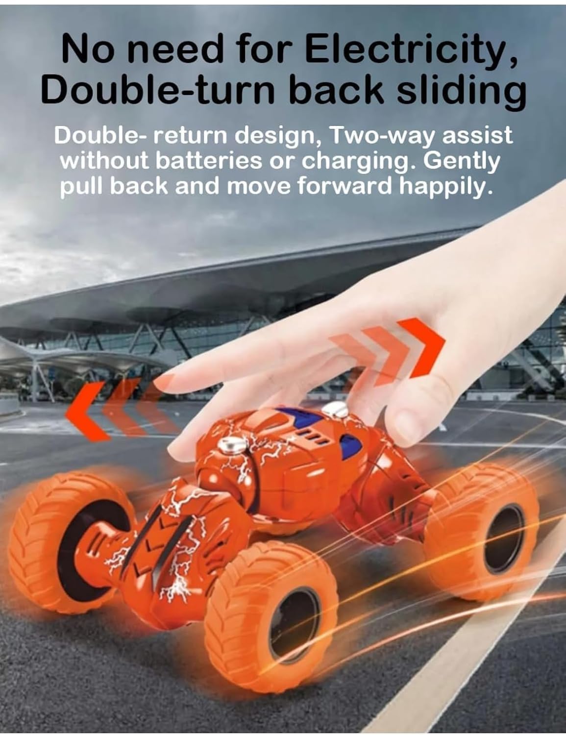 Monster Truck Toy Set Ð Pack of 4 Pull Back Inertia Powered Off-Road Cars with Shock Absorber Suspension (Random Colours)