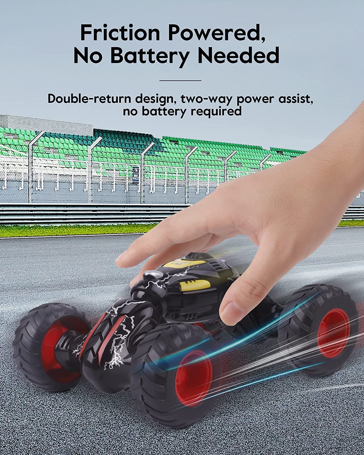 Monster Truck Toy Set Ð Pack of 4 Pull Back Inertia Powered Off-Road Cars with Shock Absorber Suspension (Random Colours)